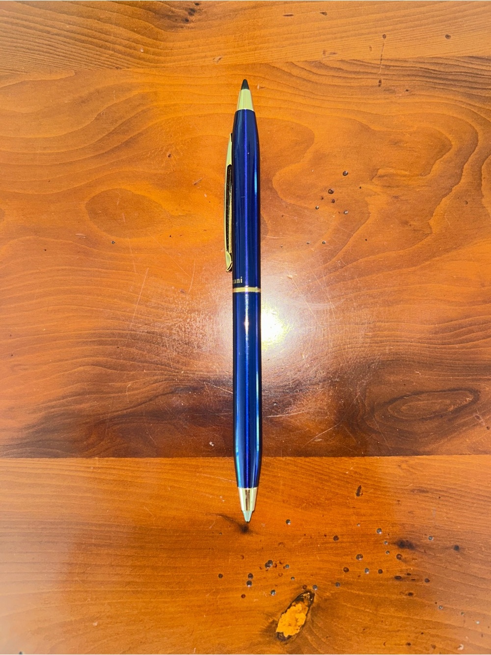 Aldo Domani Mini Blue and Gold Ballpoint Pen - Black ink